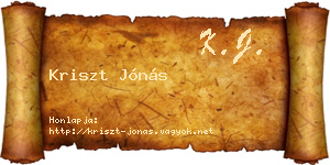 Kriszt Jónás névjegykártya